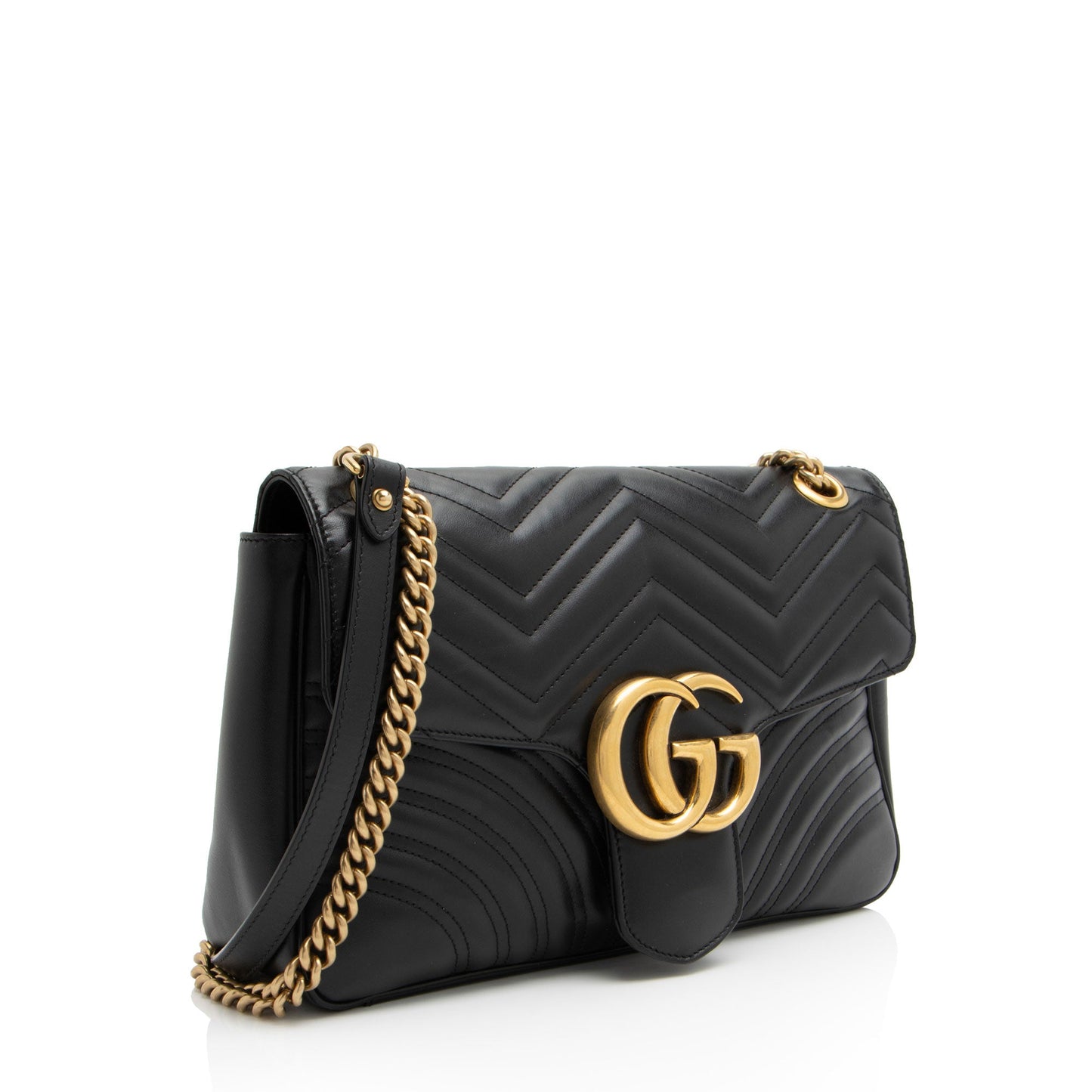 Gucci Matelasse Leather GG Marmont Medium Flap Bag (SHF-d4o6xL)
