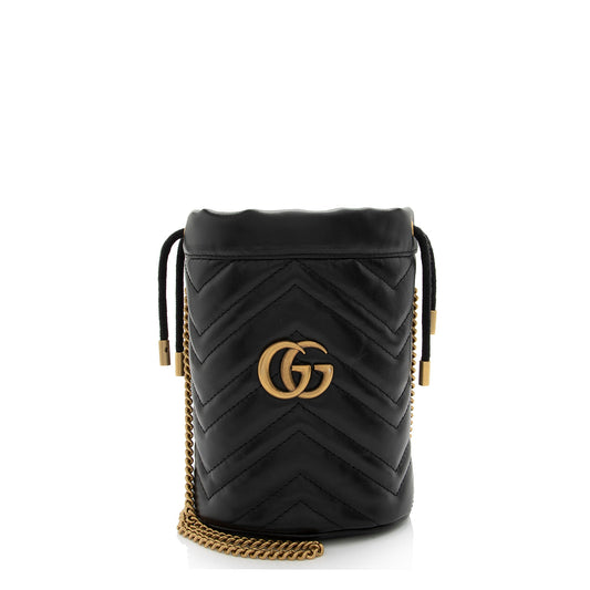 Gucci Matelasse Leather GG Marmont Mini Bucket Bag (SHF-04p5jT)