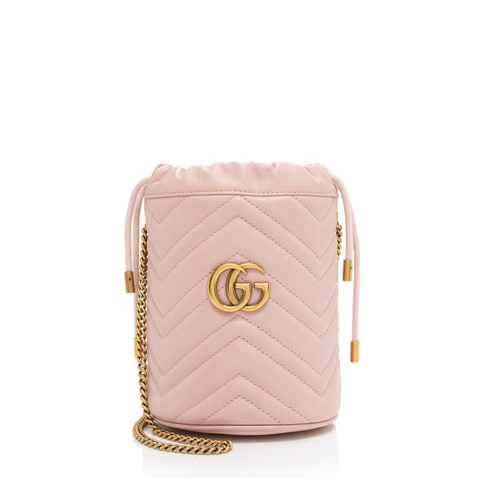 Gucci Matelasse Leather GG Marmont Mini Bucket Bag (SHF-mpO6dQ)