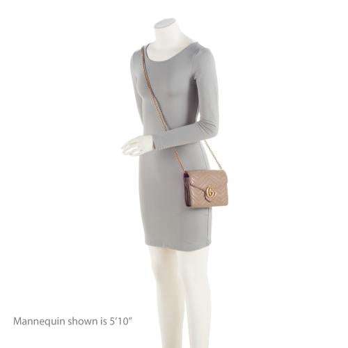 Gucci Matelasse Leather GG Marmont Mini Chain Shoulder Bag (SHF-bJF41o)