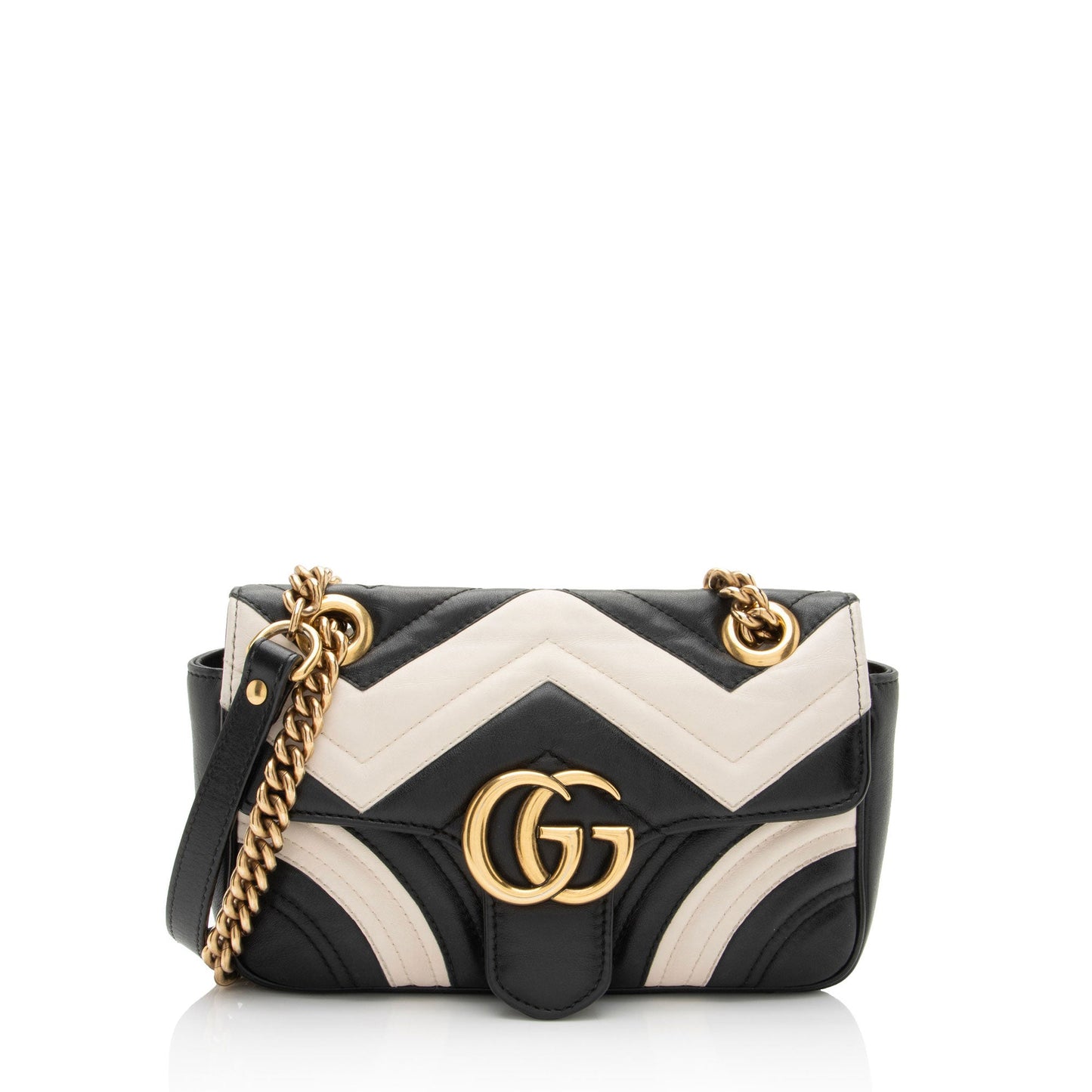 Gucci Matelasse Leather GG Marmont Two Tone Mini Flap Bag (SHF-GrfDUZ)