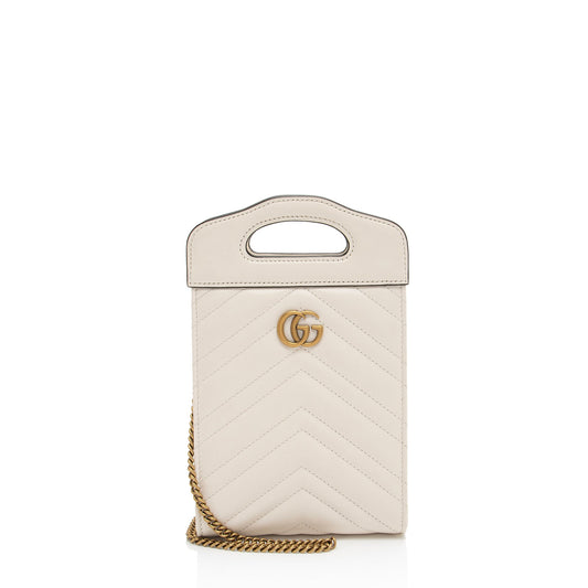 Gucci Matelasse Leather GG Marmont Mini Slip Top Handle (SHF-krsWgi)