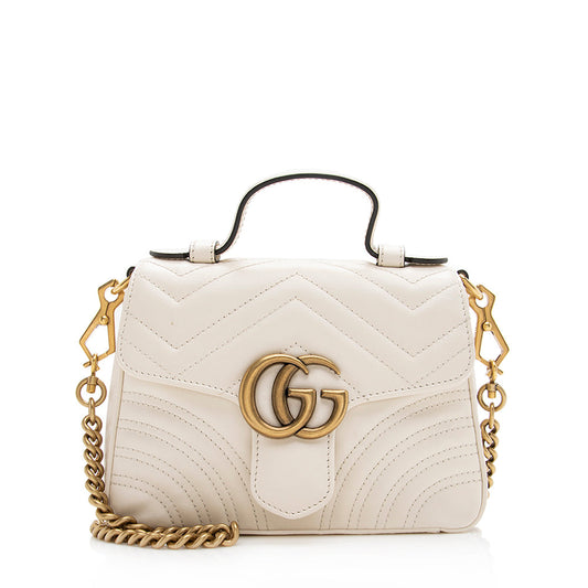 Gucci Matelasse Leather GG Marmont Mini Top Handle Bag (SHF-19549)