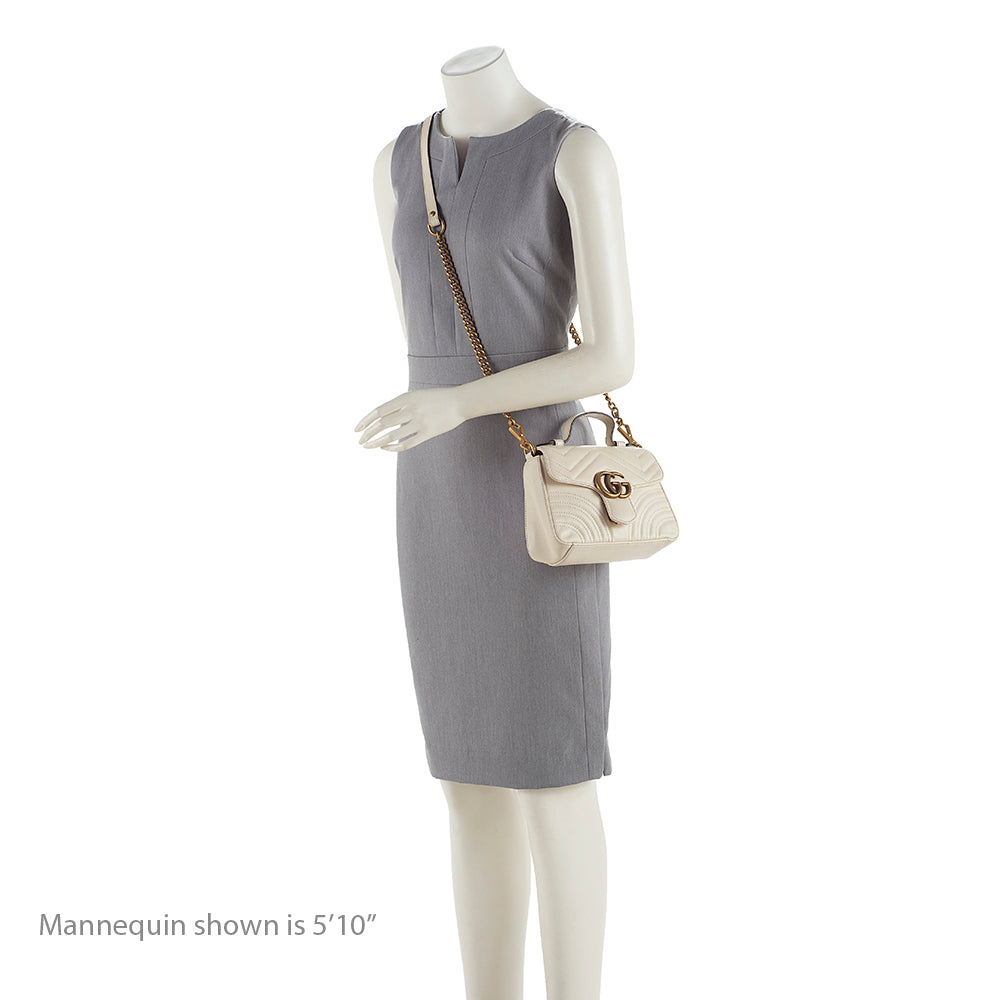 Gucci Matelasse Leather GG Marmont Mini Top Handle Bag (SHF-19549)
