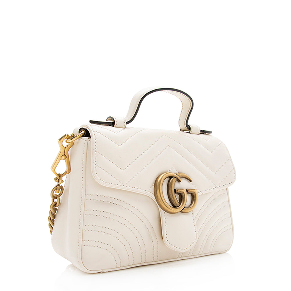 Gucci Matelasse Leather GG Marmont Mini Top Handle Bag (SHF-19549)