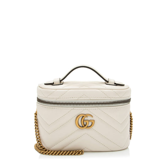 Gucci Matelasse Leather GG Marmont Mini Vanity Top Handle (SHF-OIkIzL)