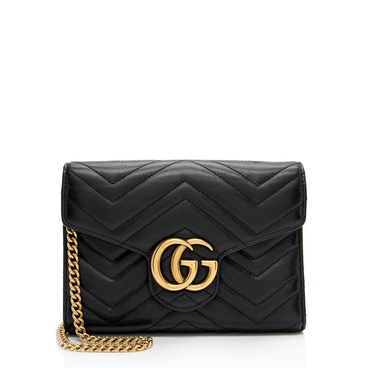 Gucci Matelasse Leather GG Marmont Mini Wallet on Chain Bag (SHF-0WR0OD)