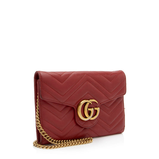 Gucci Matelasse Leather GG Marmont Mini Wallet on Chain