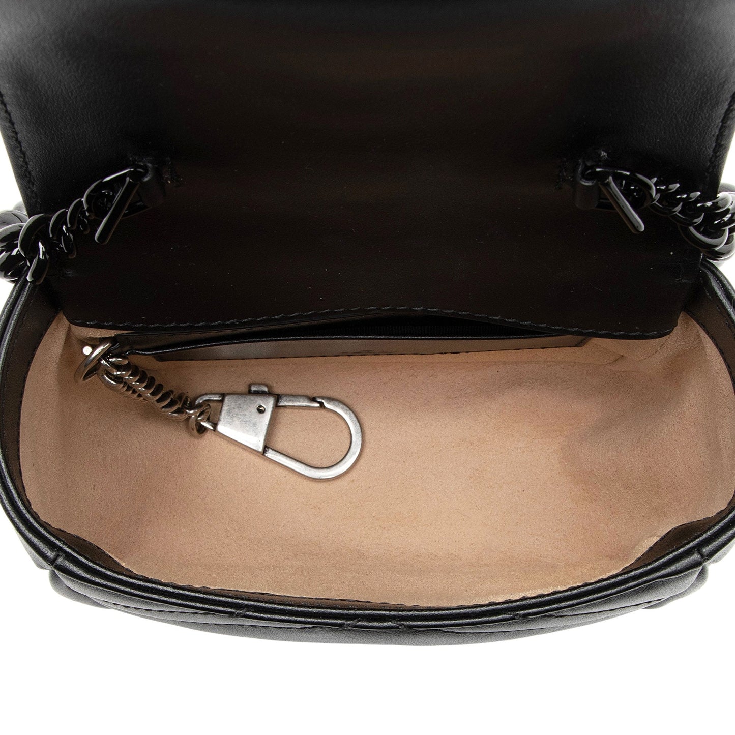 Gucci Matelasse Leather GG Marmont Monochrome Square Chain Belt Bag