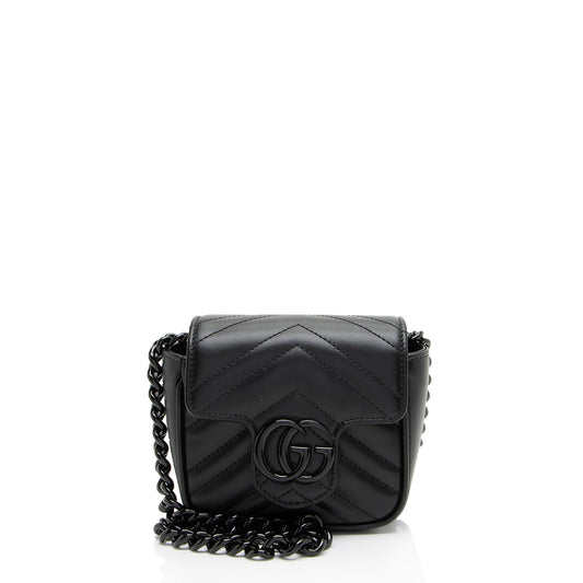 Gucci Matelasse Leather GG Marmont Monochrome Square Chain Belt Bag