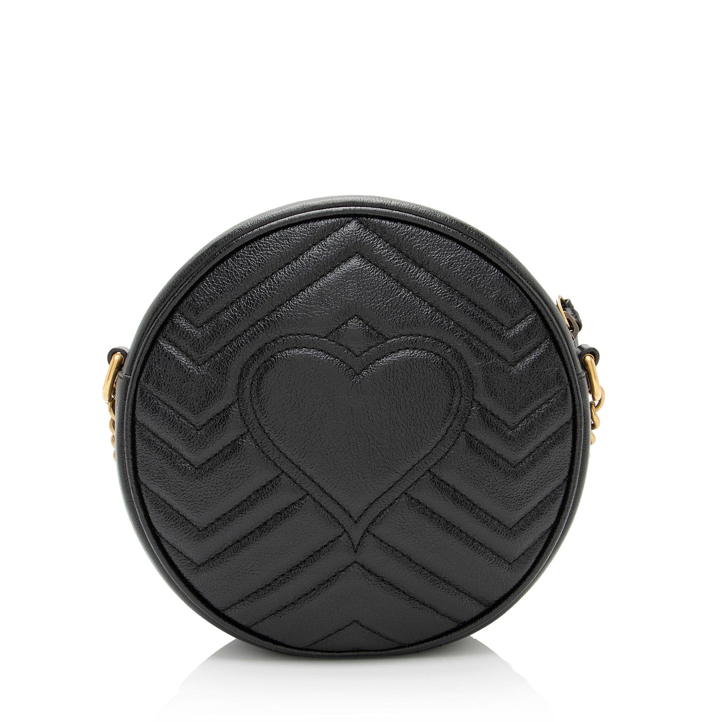 Gucci Matelasse Leather GG Marmont Round Mini Shoulder Bag (SHF-CQiicg)