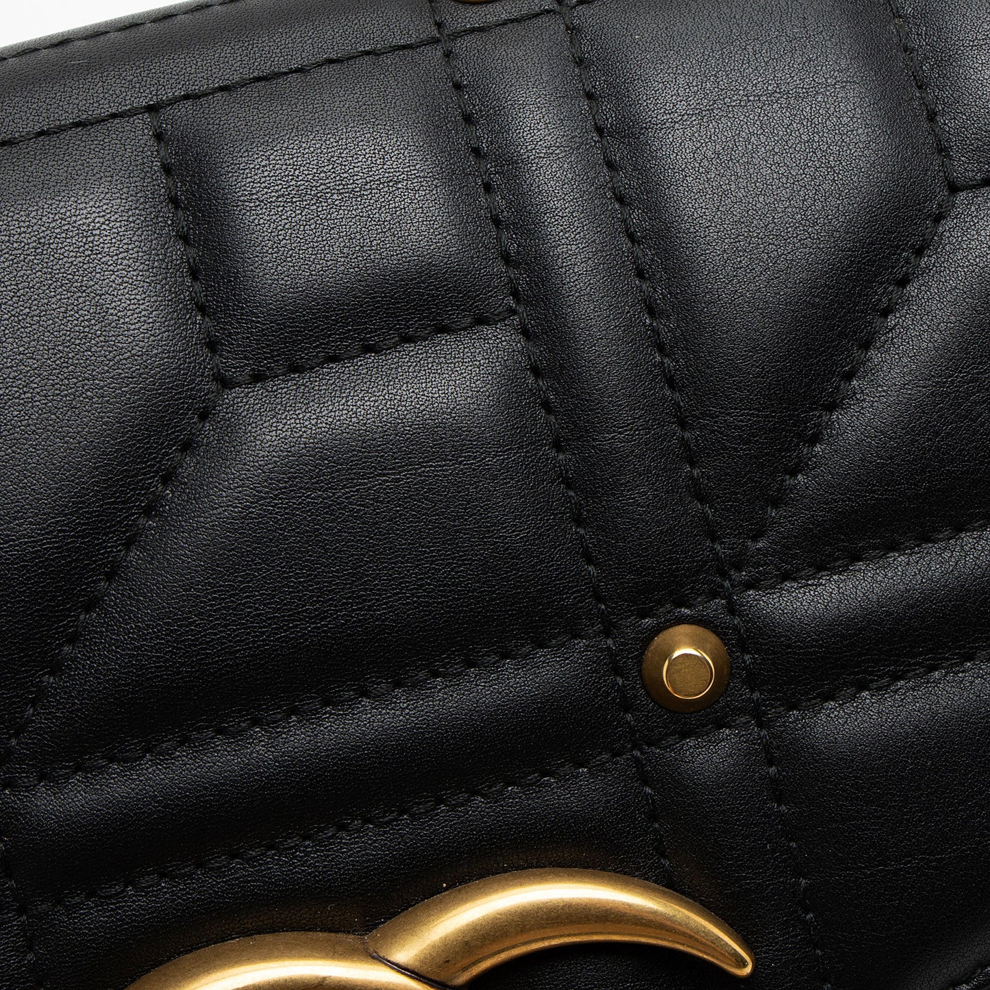 Gucci Matelasse Leather GG Marmont Studded Medium Flap Shoulder Bag