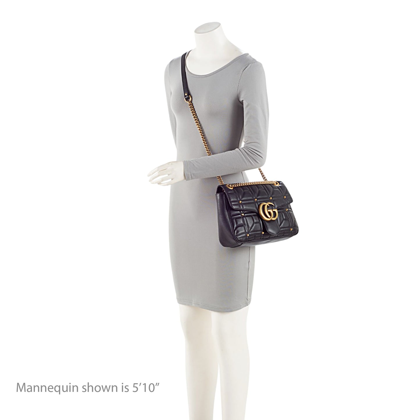 Gucci Matelasse Leather GG Marmont Studded Medium Flap Shoulder Bag