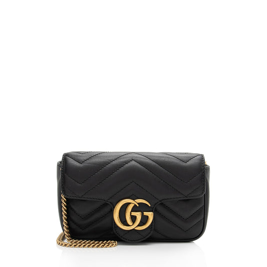 Gucci Matelasse Leather GG Marmont Super Mini Flap Bag (SHF-a6vrvo)