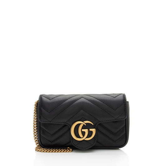 Gucci Matelasse Leather GG Marmont Super Mini Flap Bag (SHF-fWvNlT)