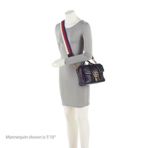 Gucci Matelasse Leather GG Marmont Top Handle Zip Around Small Shoulder Bag (SHF-wK4h1j)