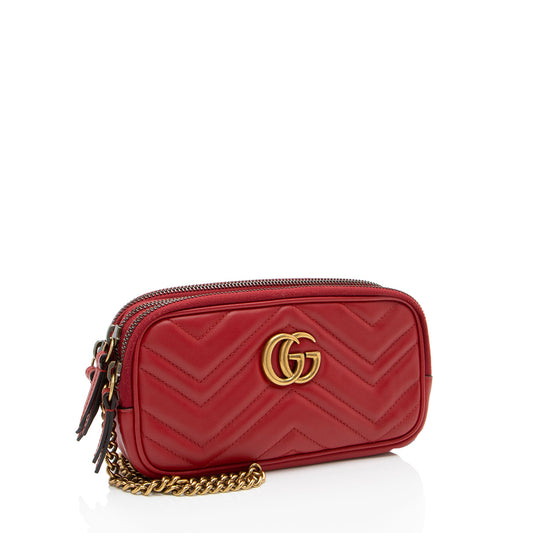 Gucci Matelasse Leather GG Marmont Triple-Zip Mini Bag