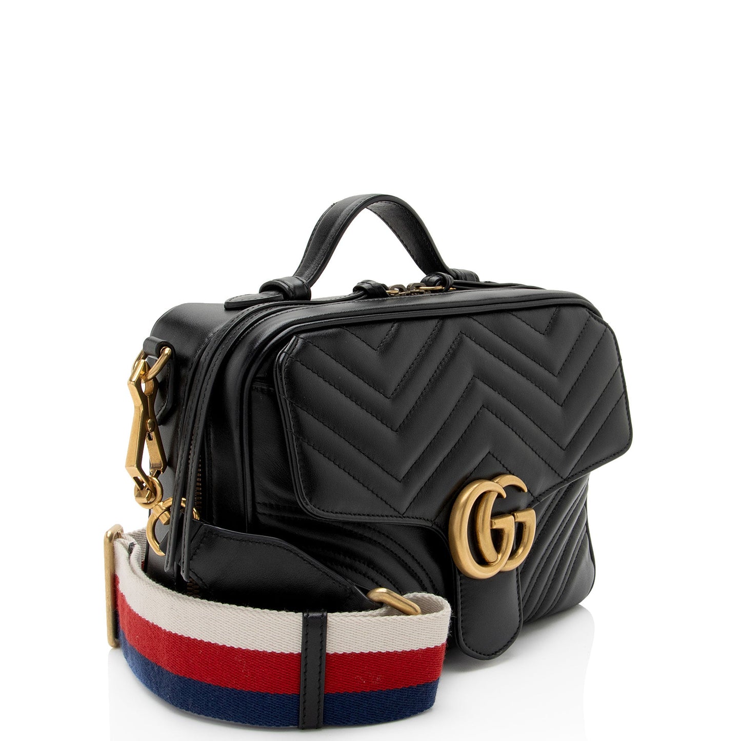 Gucci Matelasse Leather GG Marmont Zip Around Top Handle (SHF-czZJyD)
