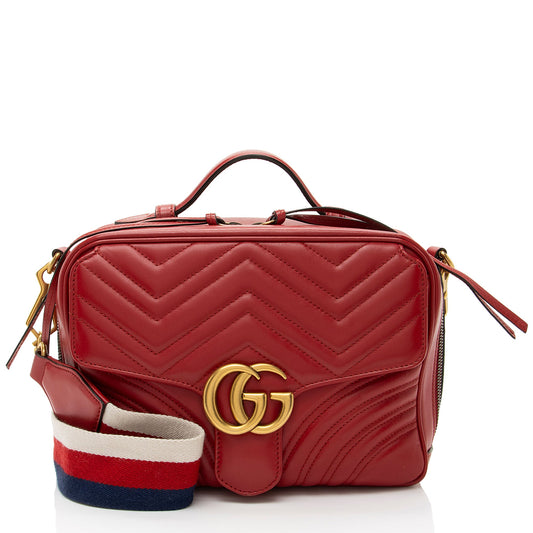 Gucci Matelasse Leather GG Marmont Zip Around Top Handle