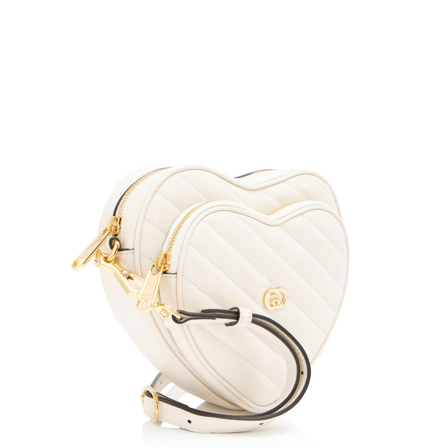 Gucci Matelasse Leather Interlocking G Heart Mini Shoulder Bag (SHF-iaso5p)
