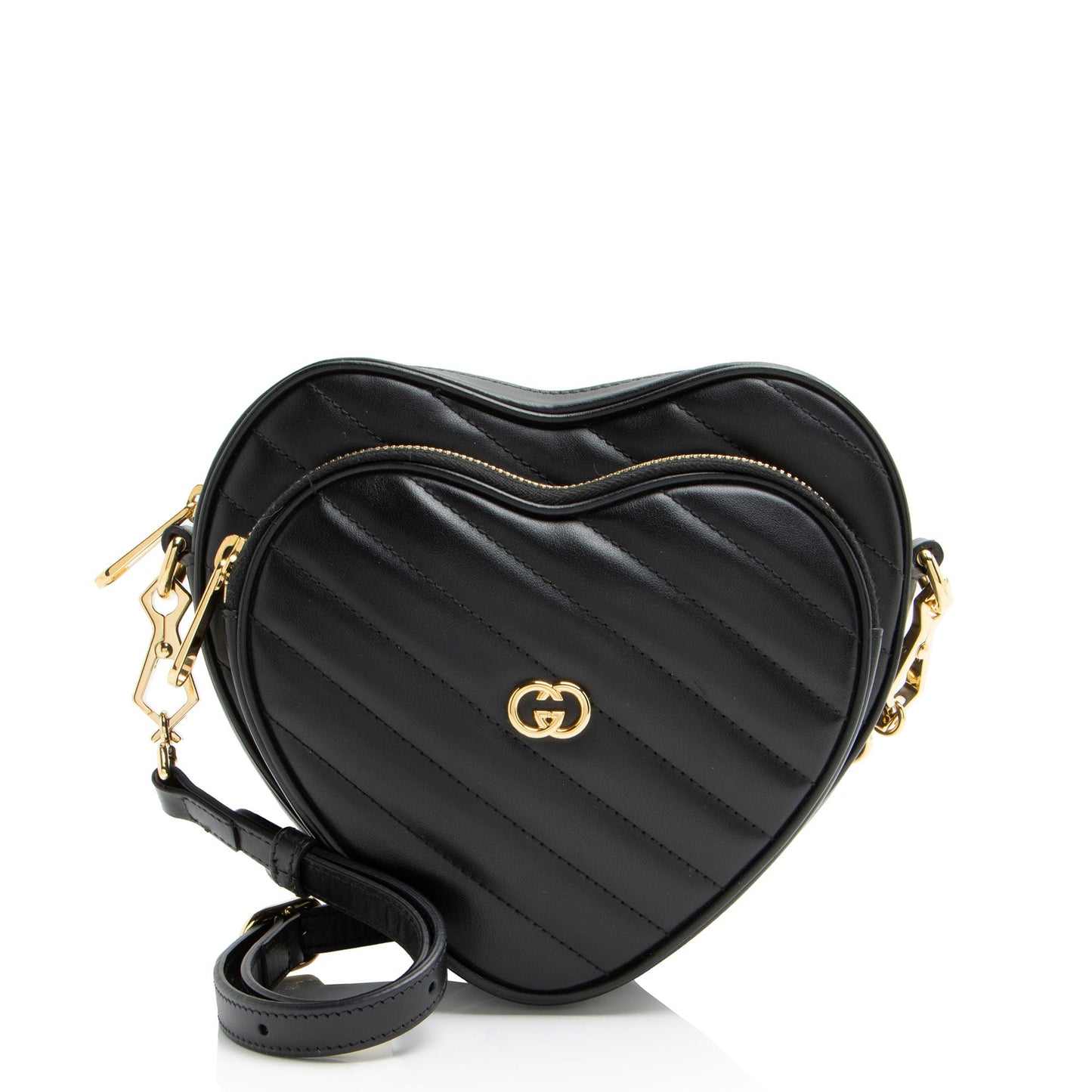 Gucci Matelasse Leather Interlocking G Heart Mini Shoulder Bag