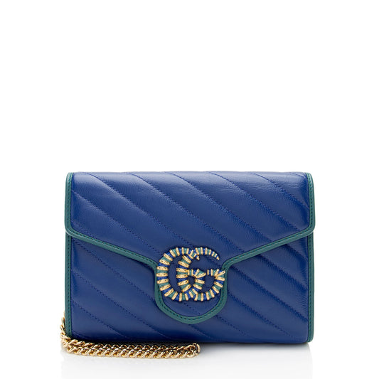 Gucci Matelasse Leather Torchon GG Marmont Mini Chain Bag (SHF-FtS5vC)