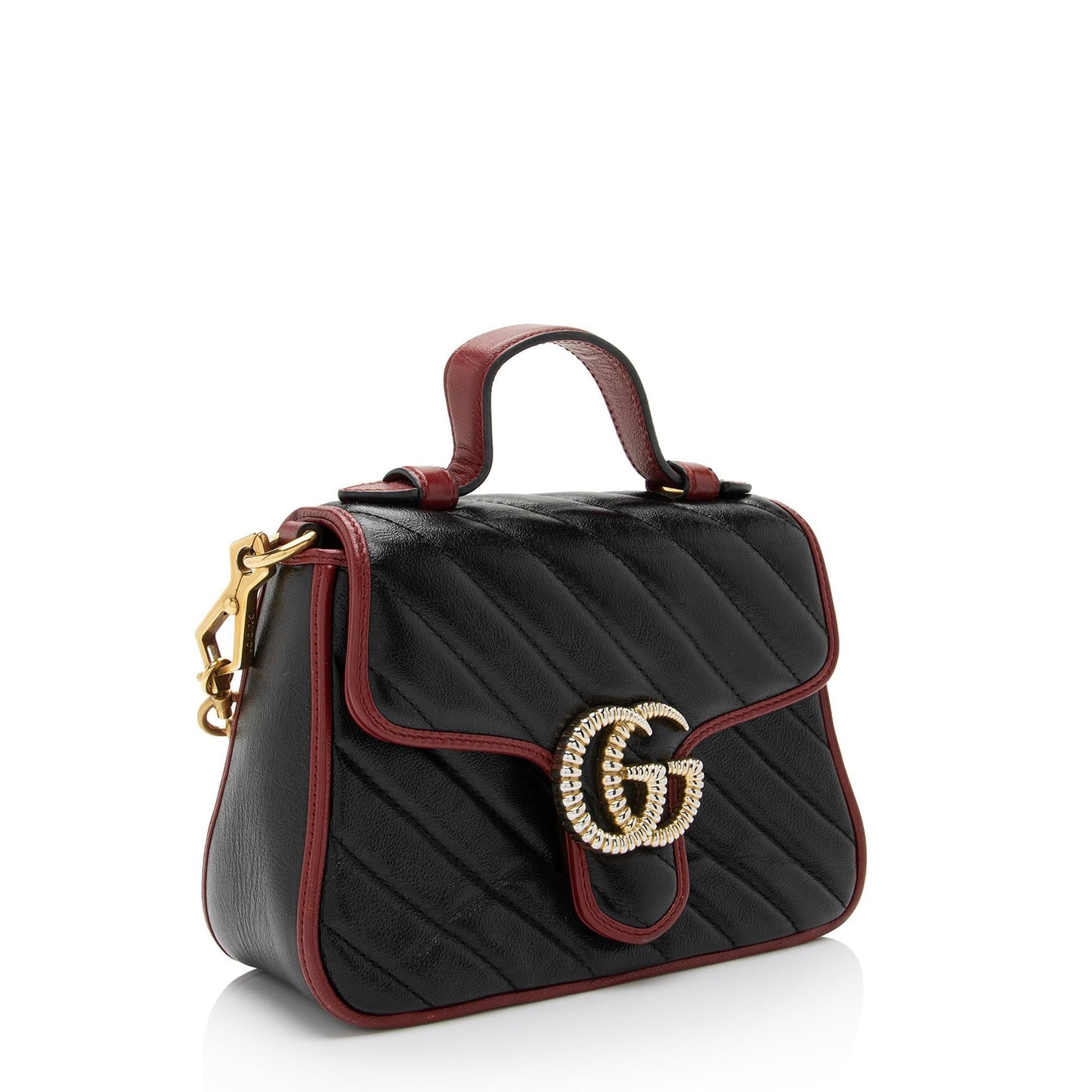 Gucci Matelasse Leather Torchon GG Marmont Mini Top Handle Bag (SHF-bIyeeK)