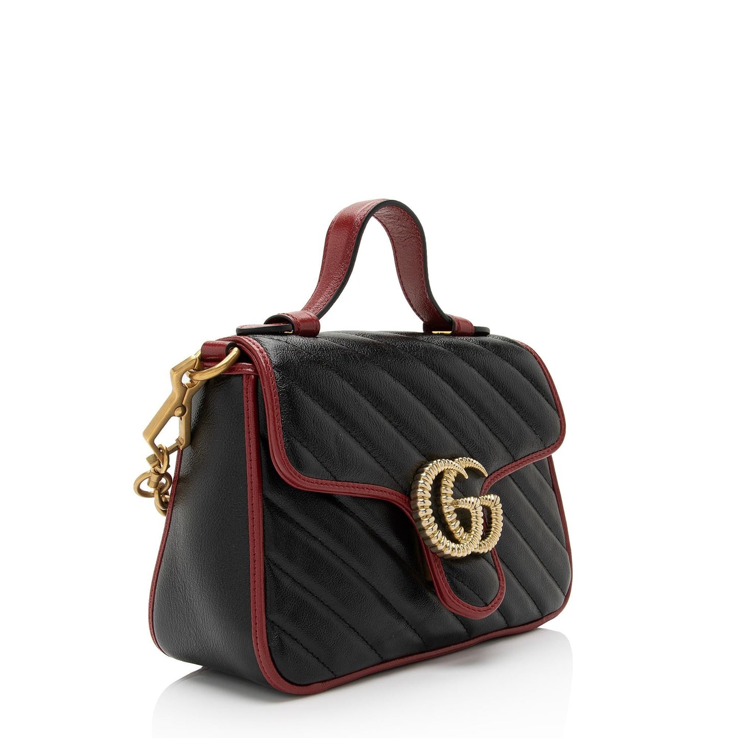 Gucci Matelasse Leather Torchon GG Marmont Mini Top Handle Bag (SHF-TofIot)