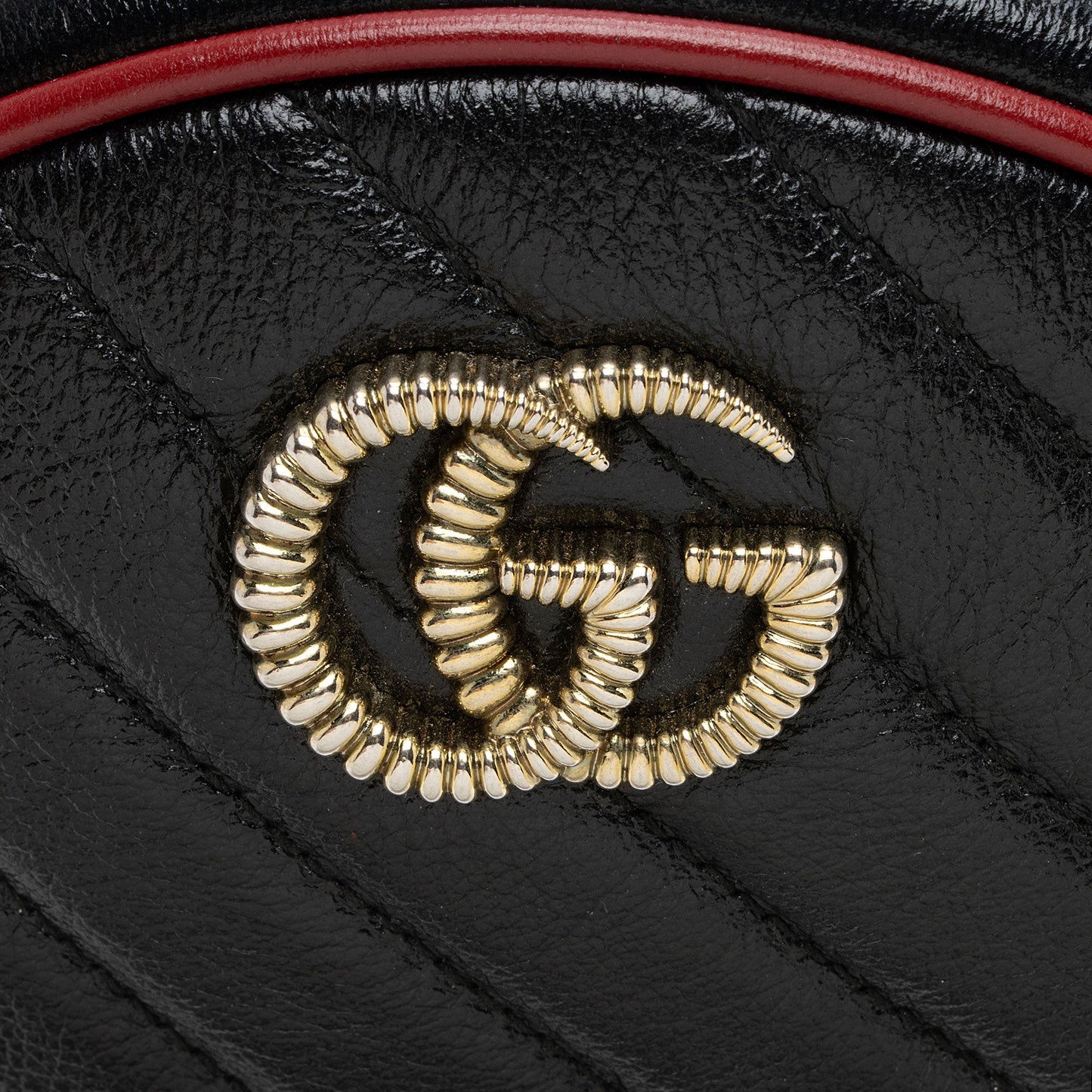 Gucci Matelasse Leather Torchon GG Marmont Round Mini Shoulder Bag (SHF-2rFjwc)
