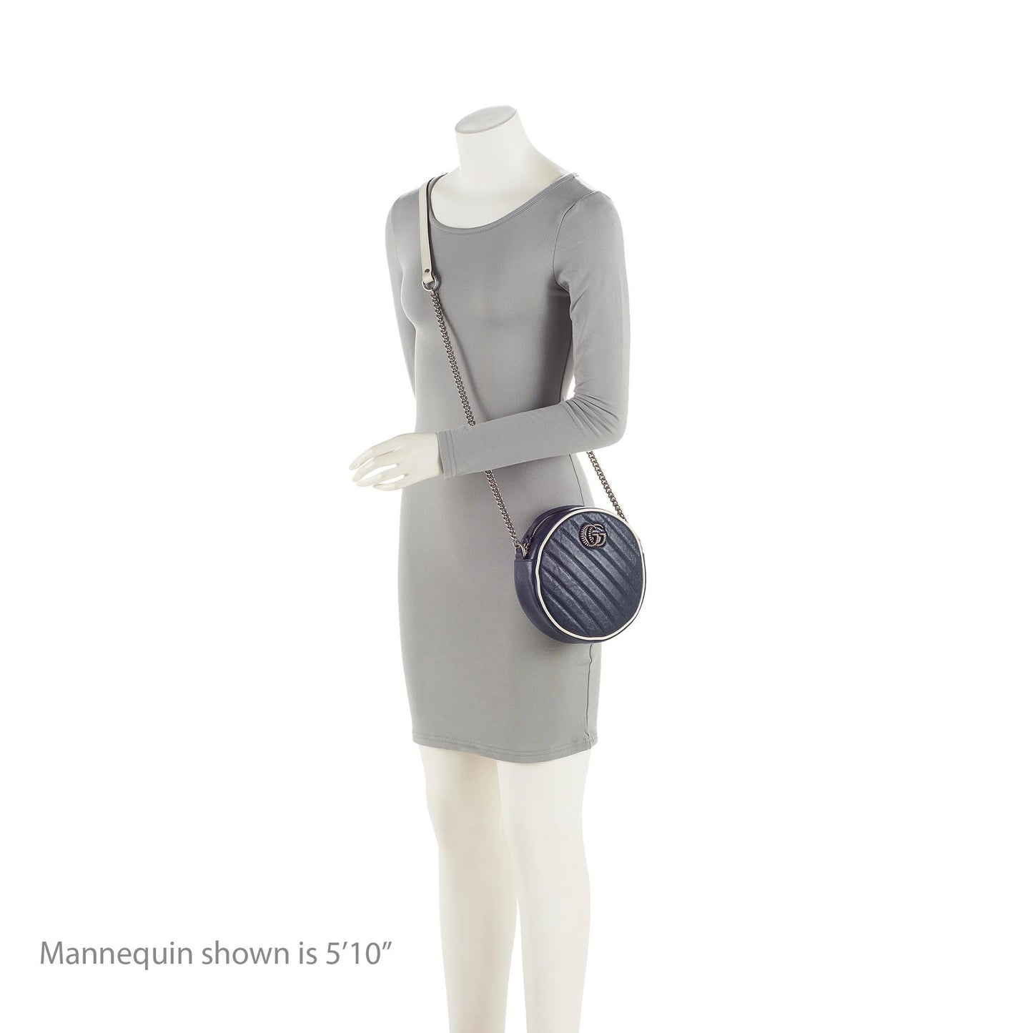 Gucci Matelasse Leather Torchon GG Marmont Round Mini Shoulder Bag (SHF-GetCBa)