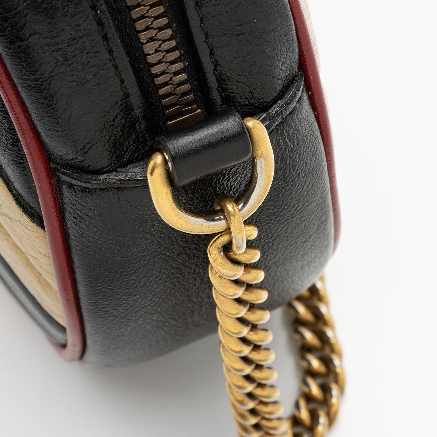 Gucci Matelasse Leather Torchon GG Marmont Round Mini Shoulder Bag