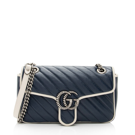 Gucci Matelasse Leather Torchon GG Marmont Small Flap Bag (SHF-UvP9FL)