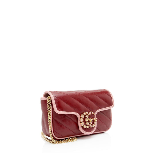 Gucci Matelasse Leather Torchon GG Marmont Super Mini Flap Bag