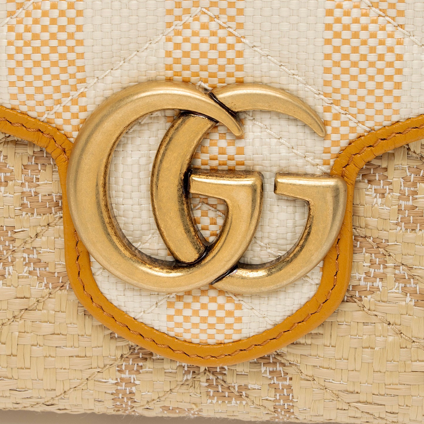 Gucci Matelasse Raffia GG Marmont Mini Wallet on Chain Bag (SHF-voc2lF)