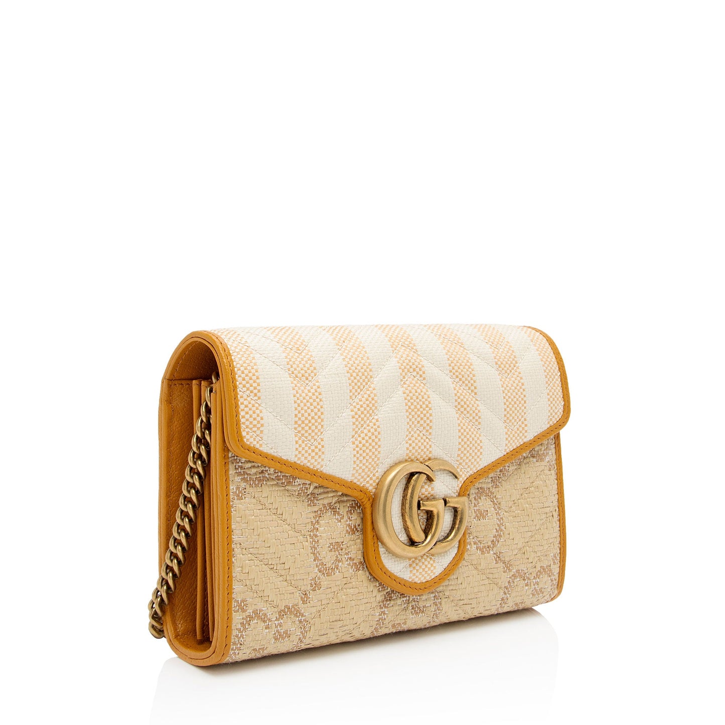 Gucci Matelasse Raffia GG Marmont Mini Wallet on Chain Bag (SHF-voc2lF)
