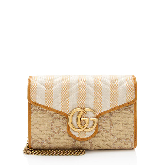 Gucci Matelasse Raffia GG Marmont Mini Wallet on Chain (SHF-wvhz6A)