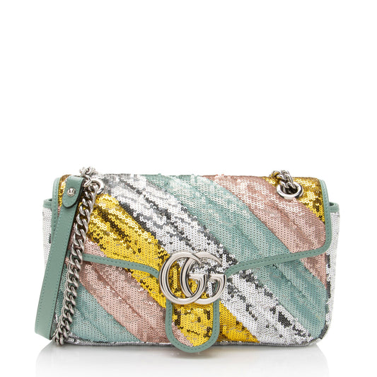 Gucci Matelasse Sequin GG Marmont Small Flap Bag
