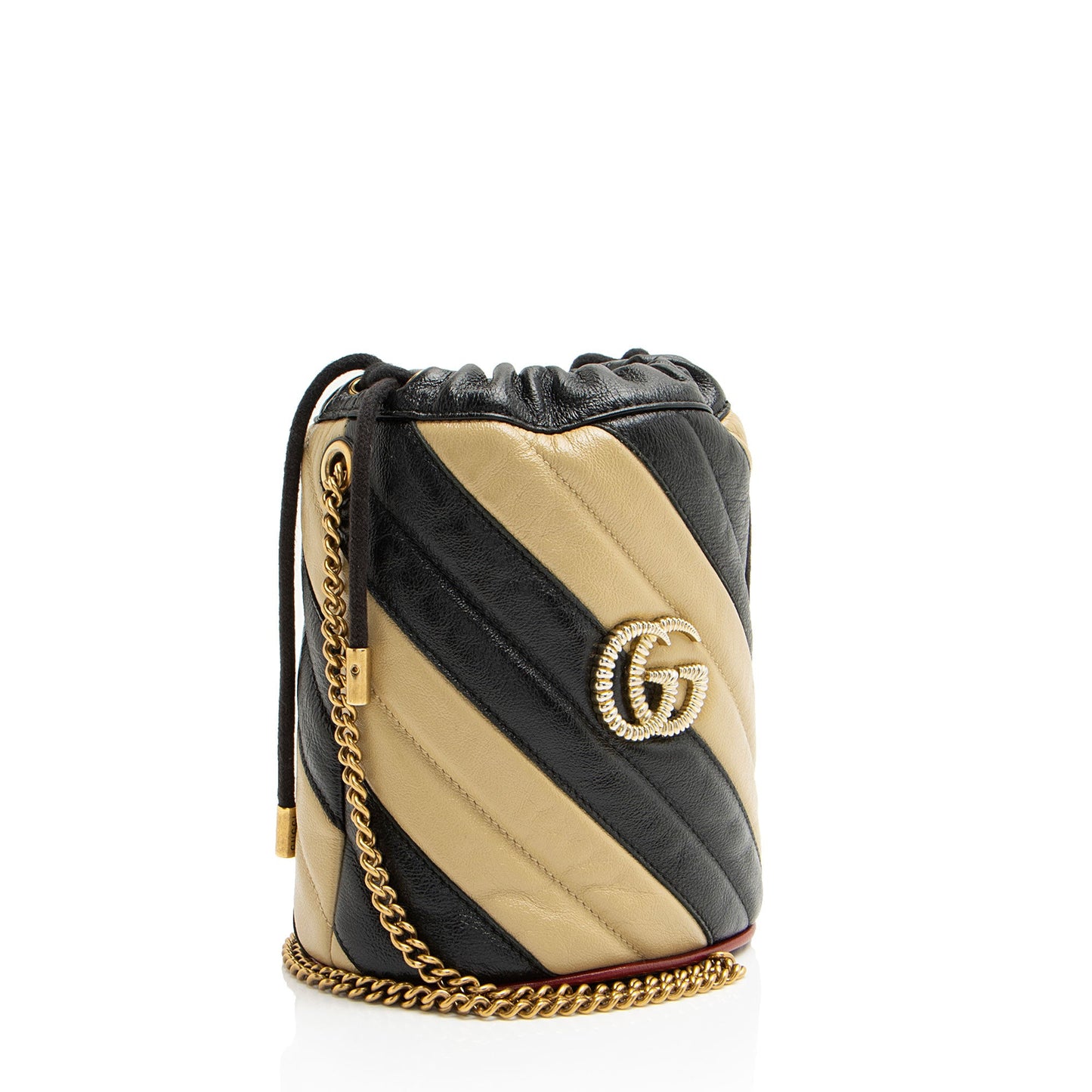 Gucci Matelasse Striped Leather GG Marmont Mini 2.0 Bucket Bag