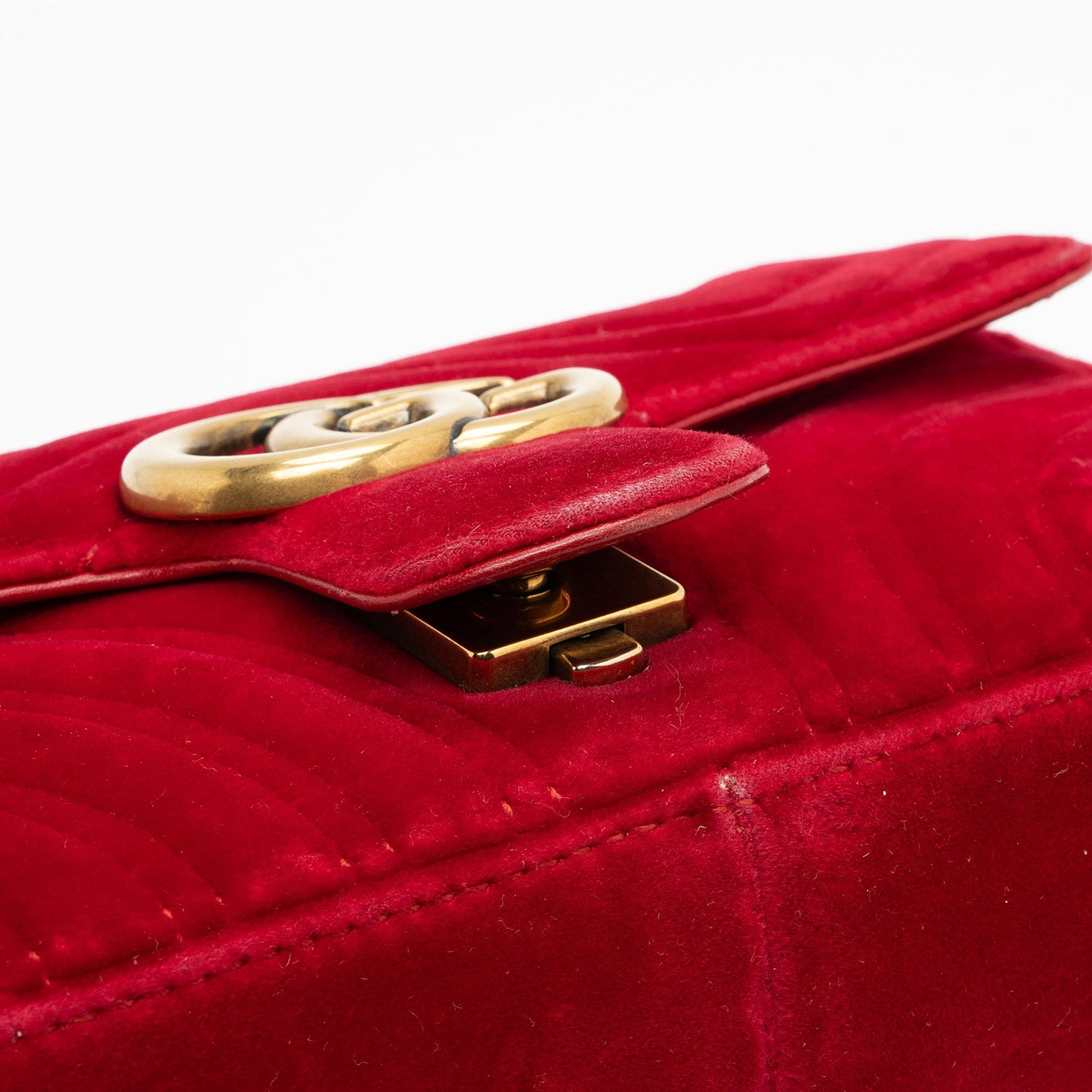 Gucci Matelasse Velvet GG Marmont Mini Flap Bag (SHF-80mt04)