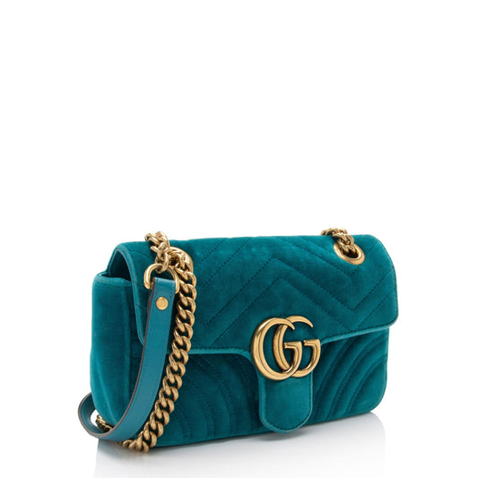 Gucci Matelasse Velvet GG Marmont Mini Flap Bag