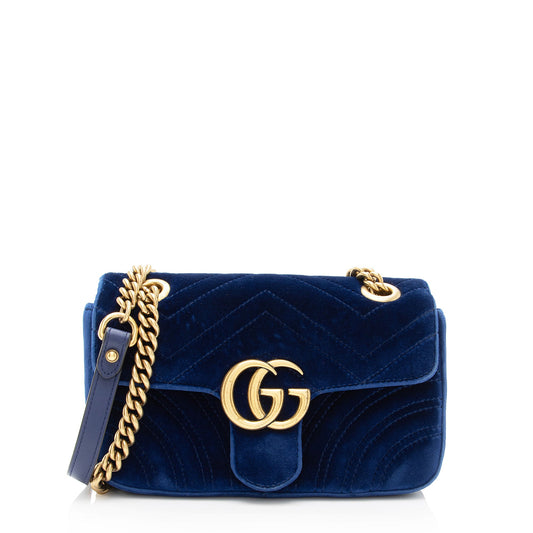 Gucci Matelasse Velvet GG Marmont Mini Flap Bag (SHF-PWuxDi)