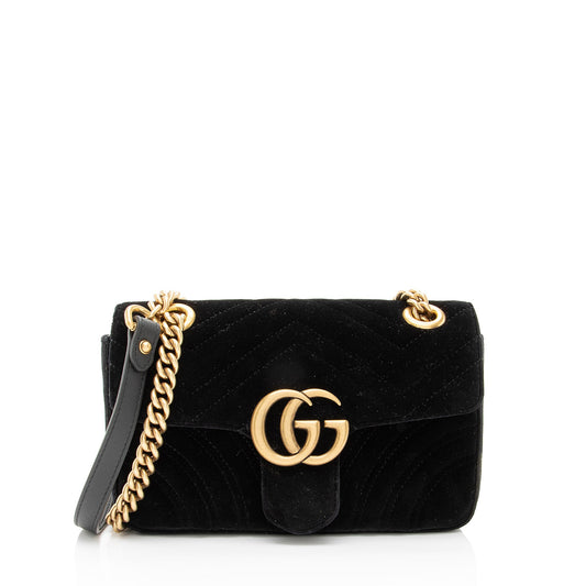 Gucci Matelasse Velvet GG Marmont Mini Flap Bag