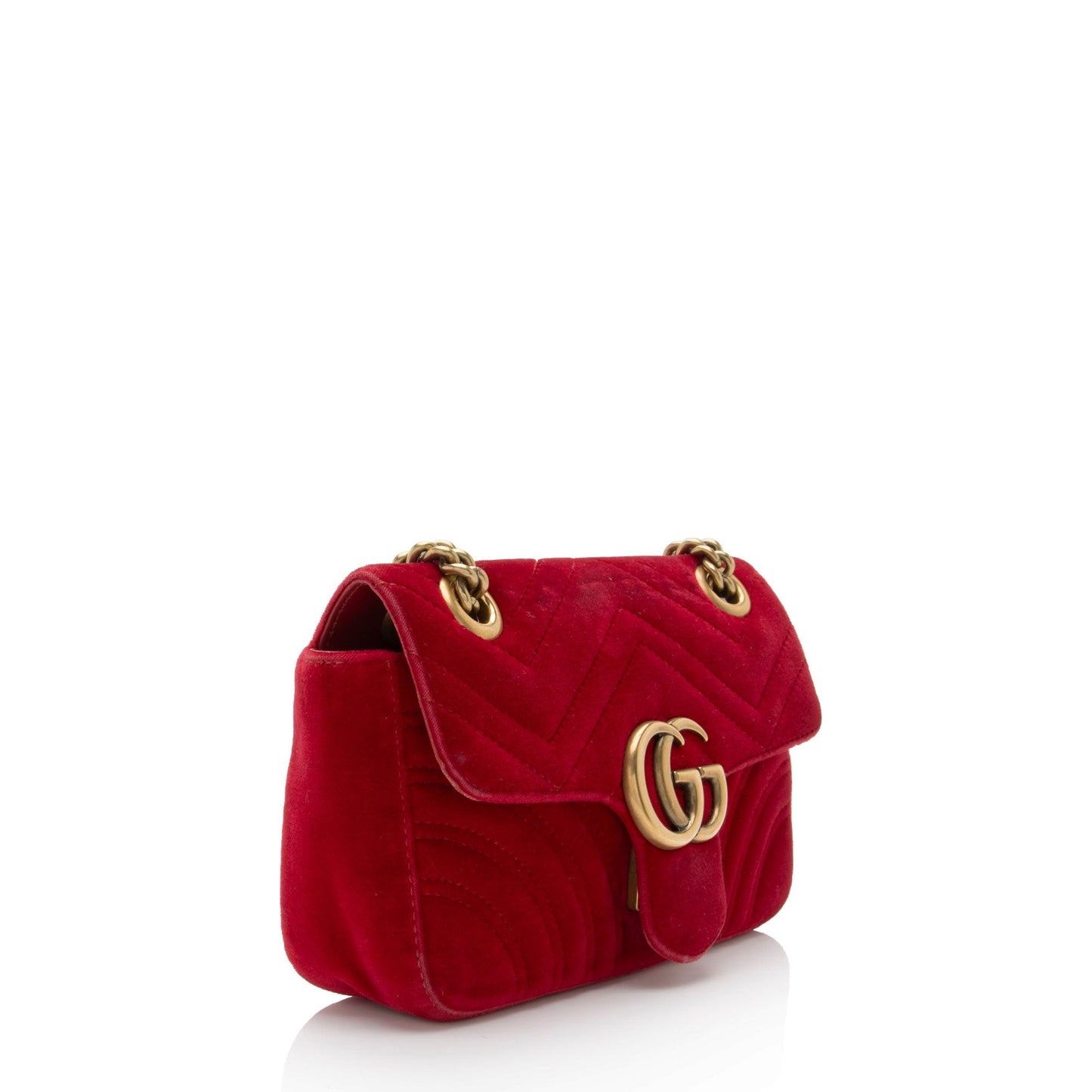 Gucci Matelasse Velvet GG Marmont Mini Flap Bag (SHF-RvBmGH)