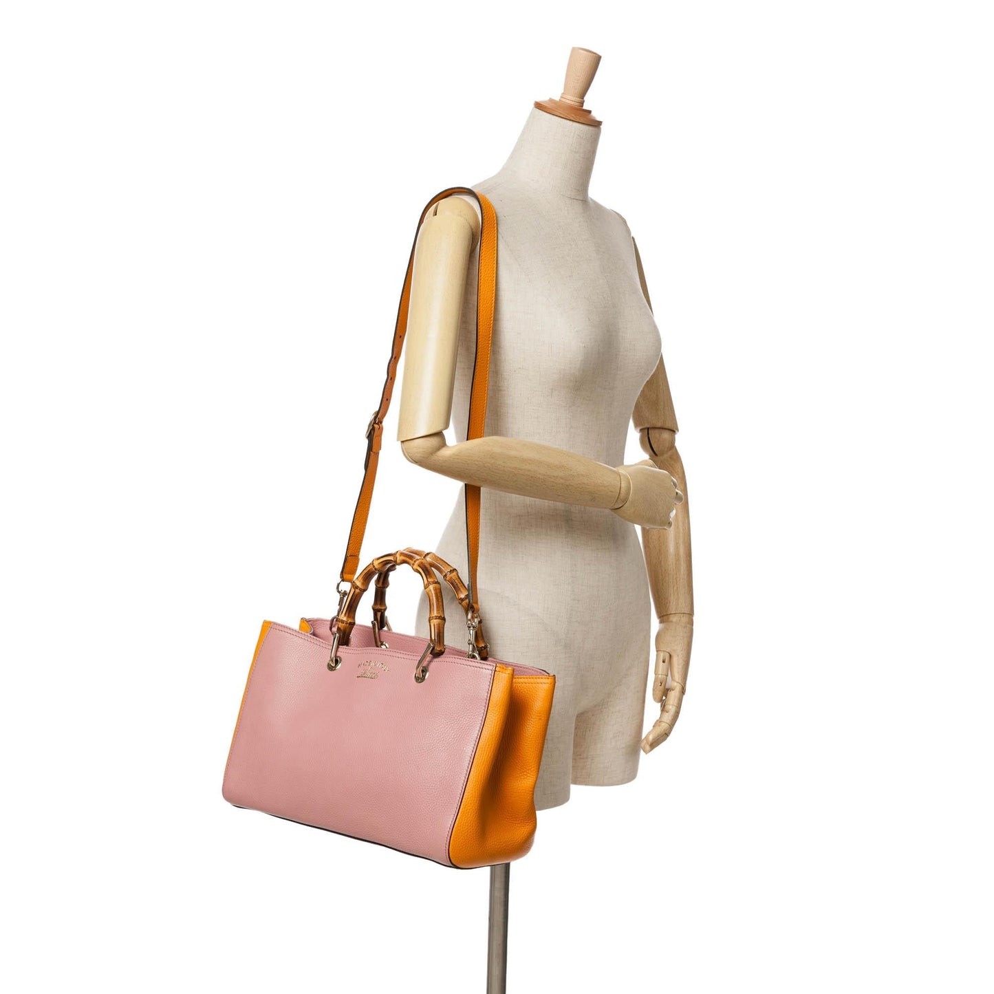 Gucci Medium Bicolor Calfskin Bamboo Shopper Satchel