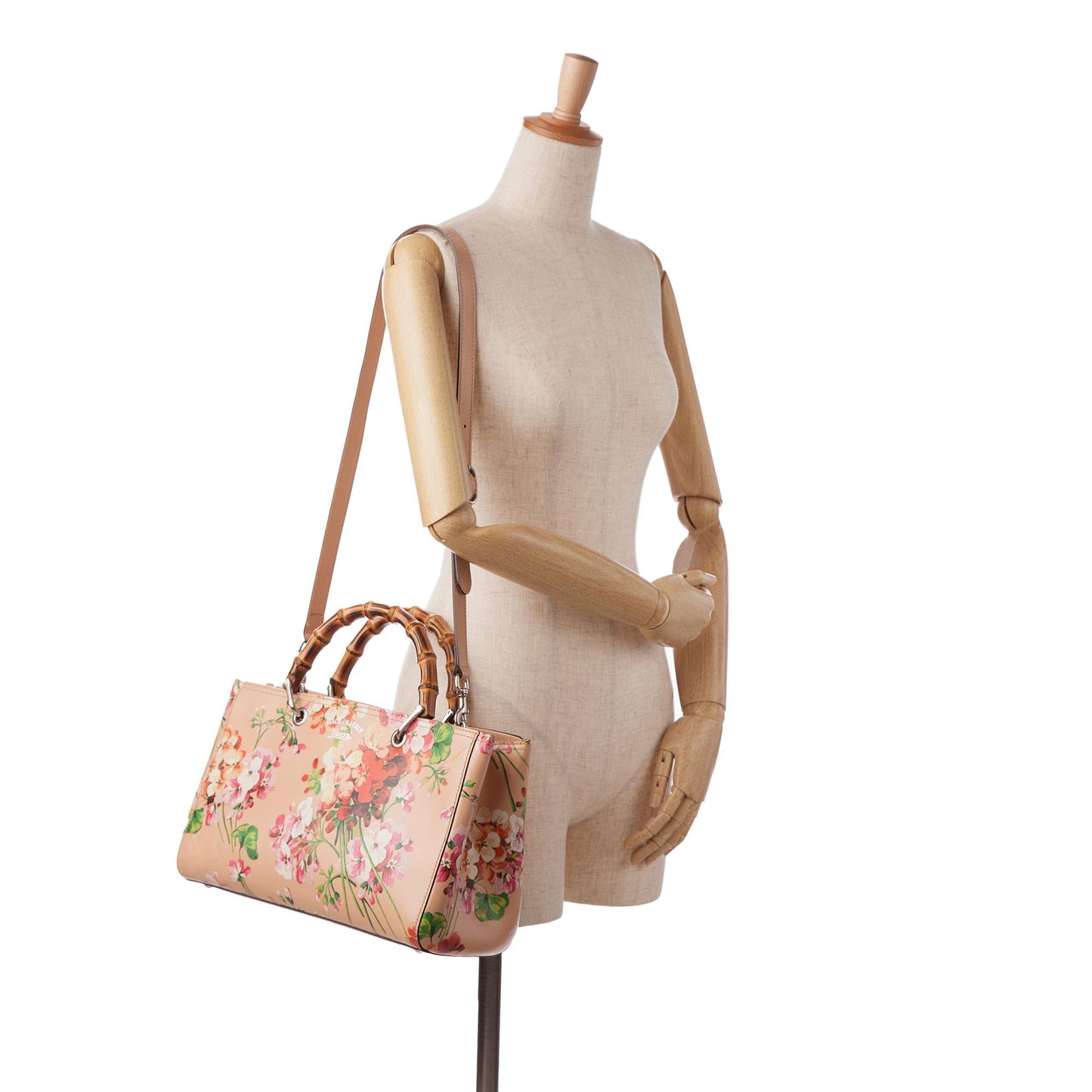 Gucci Medium Blooms Bamboo Shopper (SHG-7mrClL)