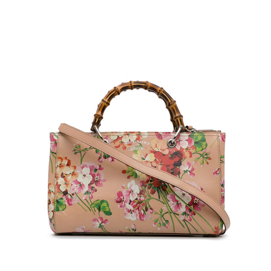 Gucci Medium Blooms Bamboo Shopper (SHG-7mrClL)