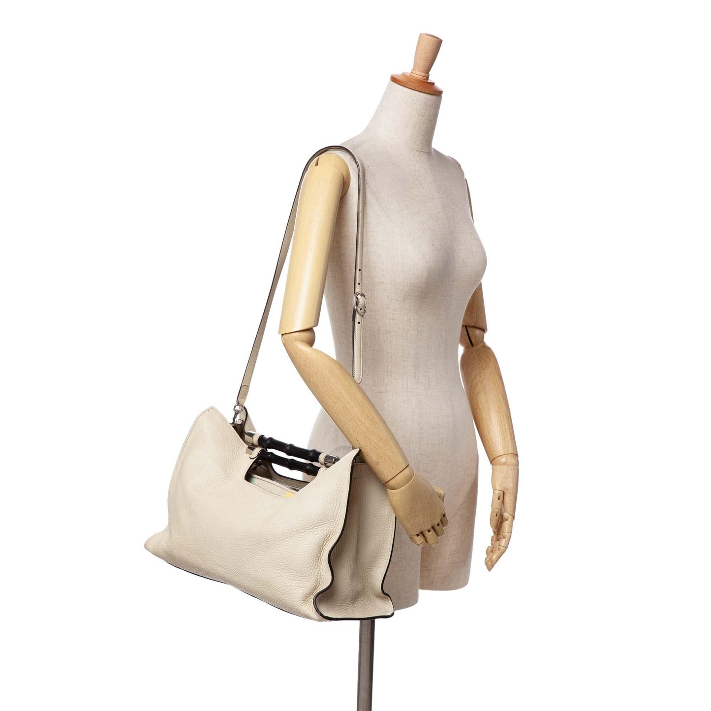 Gucci Medium Calfskin Bamboo Daily Shopper Satchel