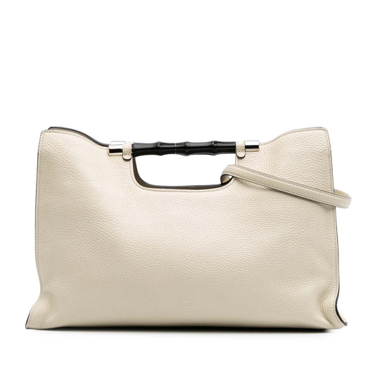 Gucci Medium Calfskin Bamboo Daily Shopper Satchel