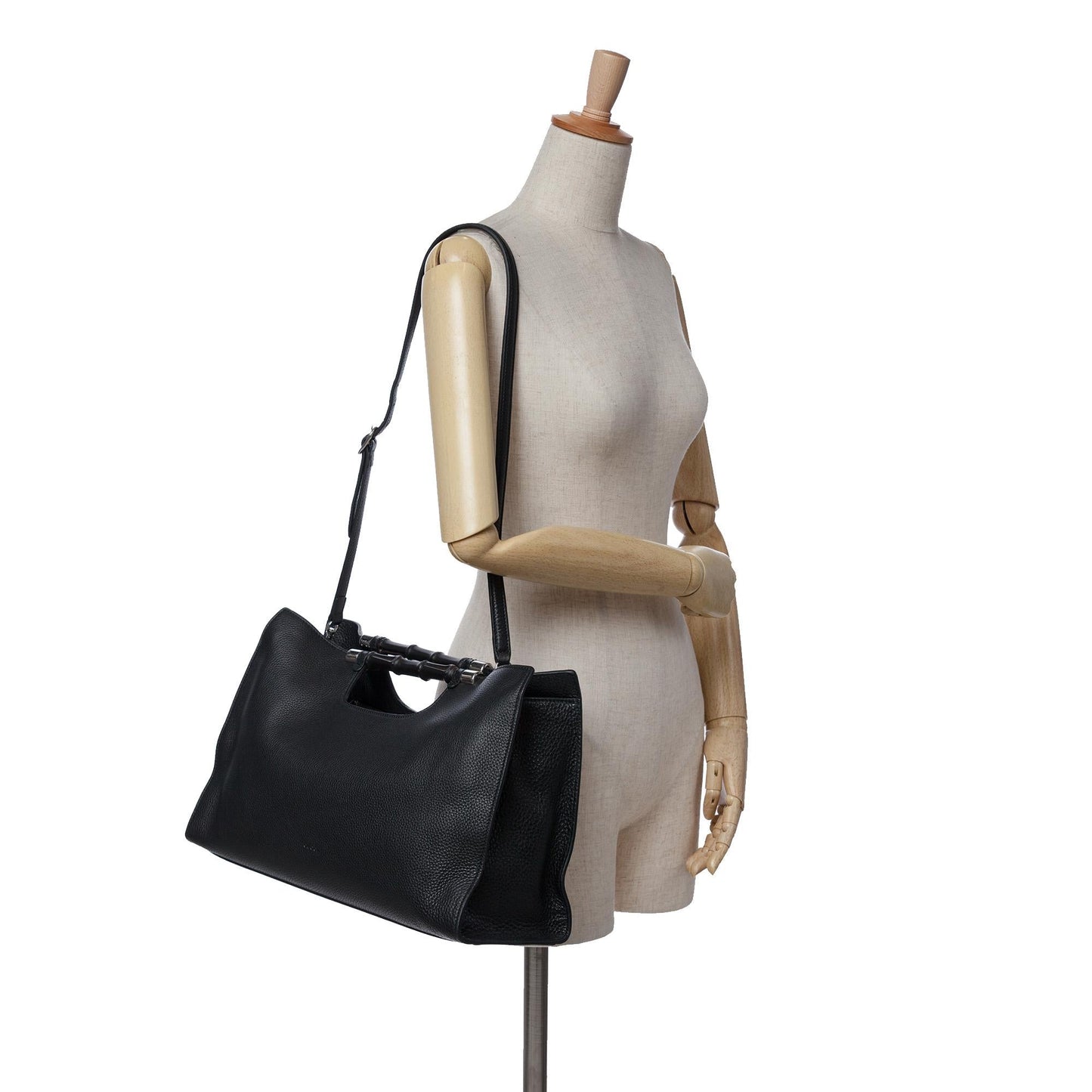 Gucci Medium Calfskin Bamboo Daily Shopper Satchel