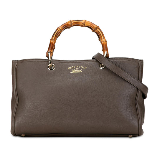 Gucci Medium Calfskin Bamboo Shopper Satchel (SHG-N0vdQS)